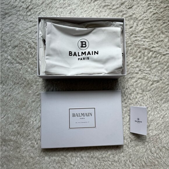 New in Box Balmain Symi Slided Leather Button Shoes Sandals Smooth Black Gold - Picture 2 of 15